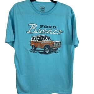 Ford Motor Co. Retro Graphic Tee Ford Bronco Robins Egg Blue Size L Unisex
